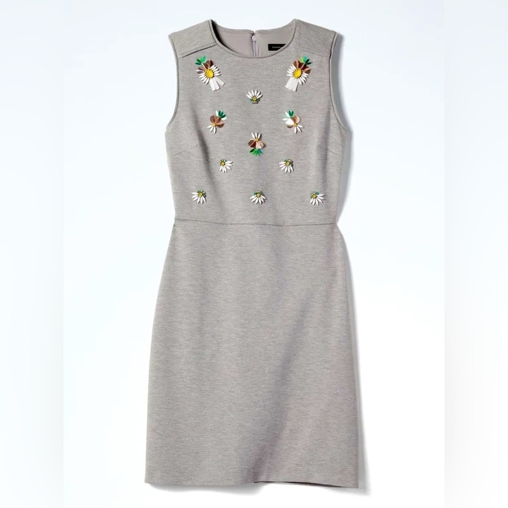Banana Republic Gray pineapple embellished dress women’s size 6 tall